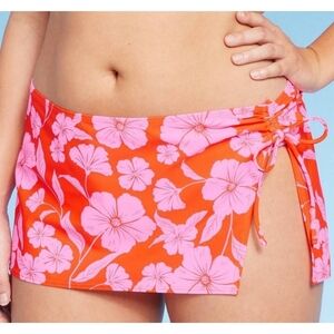 Wild Fable Cinch Side Skirt Cover up Tropical Print Pink & Orange Size 14/16